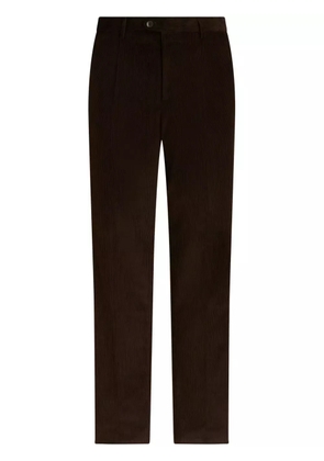 ETRO floral-stripe corduroy trousers - Brown