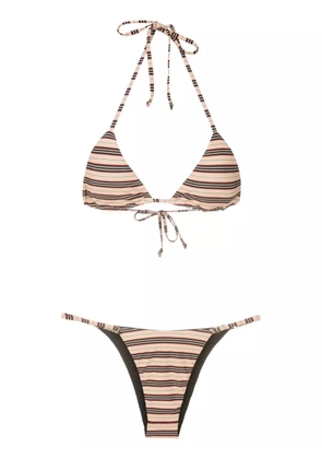 Amir Slama stripe-print halterneck bikini - Multicolour