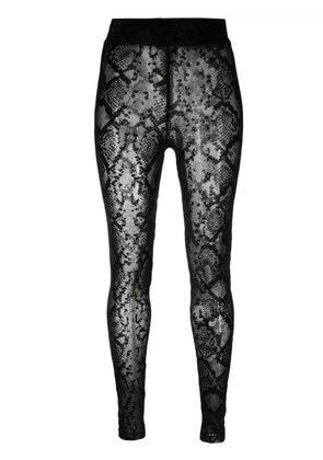 Philipp Plein logo-embroidered high-waisted leggings - Black