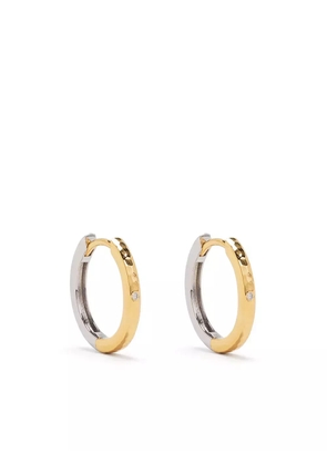 DOWER AND HALL 9kt yellow gold and silver medium reversible diamond huggie hoops