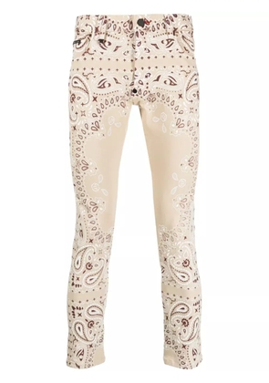 Philipp Plein bandana-print skinny jeans - Neutrals