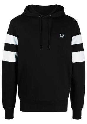 Fred Perry striped sleeve cotton hoodie - Black