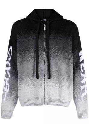 GCDS intarsia-knit hooded jacket - Black