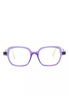 Face À Face logo-print rectangle-frame glasses - Purple