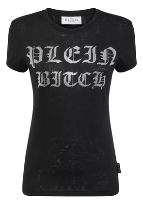 Philipp Plein Sexy Pure Gothic Plein crystals-embellishment burn out T-shirt - Black