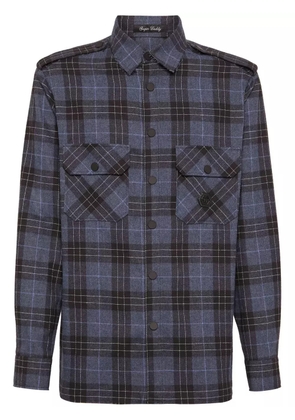 Philipp Plein Skull&Bones-print cotton shirt - Blue