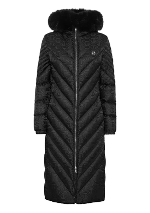 Philipp Plein monogram puffer coat - Black