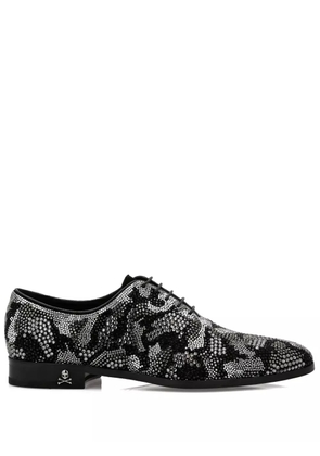 Philipp Plein crystal-embellished leather Oxford shoes - Black