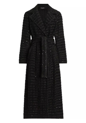 Dolce & Gabbana sequin-embellished tweed coat - Black