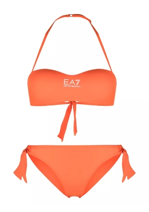 Ea7 Emporio Armani logo-print halterneck bikini set - Orange