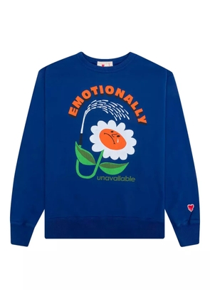 Emotionally Unavailable flower-graphic crew-neck sweater - Blue