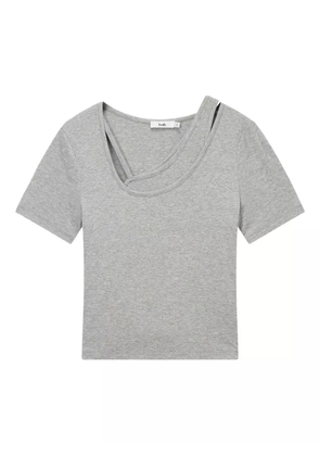 b+ab asymmetric-neckline T-shirt - Grey