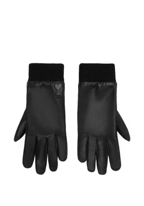 AMI Paris Ami De Coeur leather gloves - Black