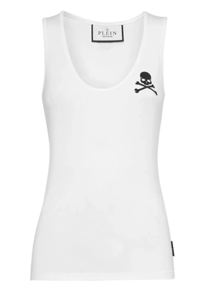 Philipp Plein crystal-embellished cotton tank top - White