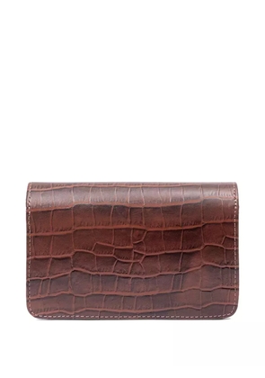 Isla Croc-Embossed Chain Shoulder Bag - Brown