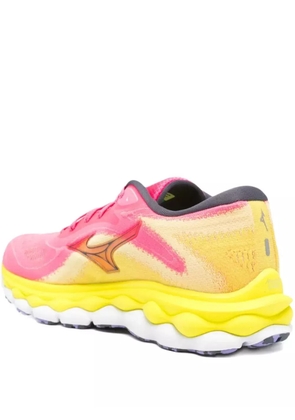 Mizuno Wave Sky 7 colour-block knitted trainers - Pink