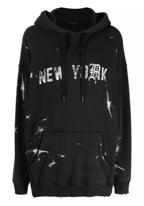 R13 slogan-print distressed hoodie - Black