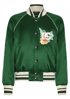 Dolce & Gabbana logo-print satin bomber jacket - Green