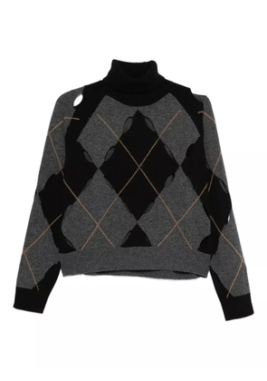 jucca approved argyle-pattern cutout sweater - Grey