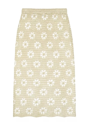 Calle Del Mar floral crochet maxi skirt - Neutrals
