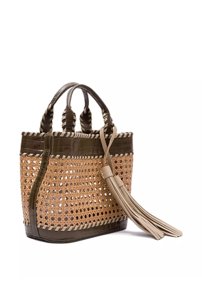 Isla Medium Sextava woven tassel tote bag - Neutrals