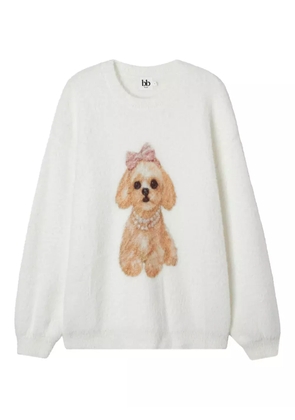 b+ab dog-graphic sweater - White