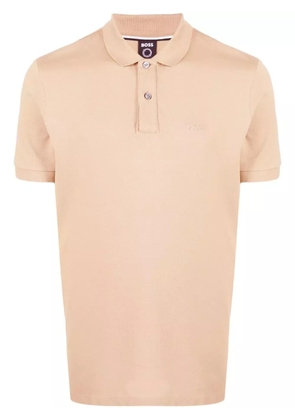 BOSS embroidered-logo polo shirt - Neutrals