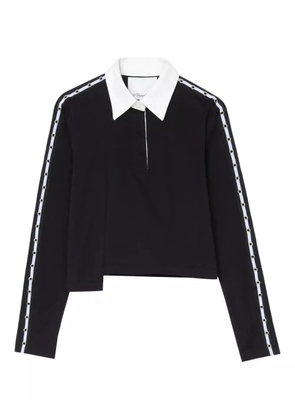 3.1 Phillip Lim panelled eyelet-detail polo top - Black