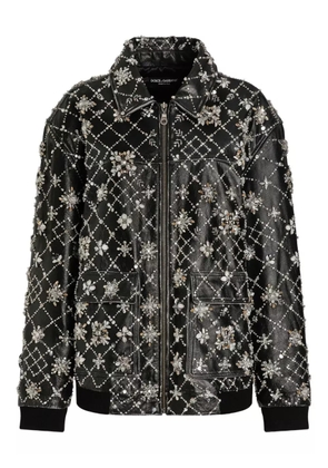Dolce & Gabbana embellished quilted leather coat - Black