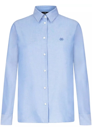 ETRO Pegaso-embroidered cotton shirt - Blue
