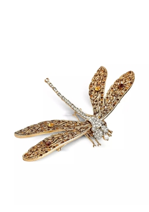 Kenneth Jay Lane crystal-embellished dragonfly brooch - Gold