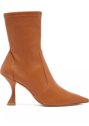 Stuart Weitzman 85mm Xcurve stretch sock ankle boots - Brown