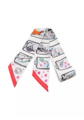 Hermès Pre-Owned story ribbon printed scarf - White