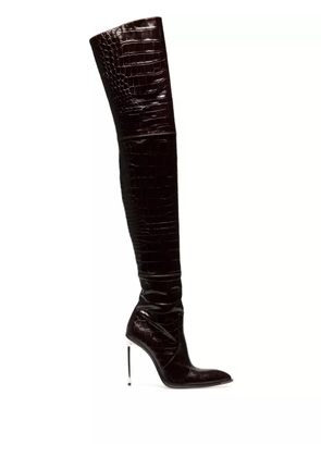 Bally crocodile-effect calf leather boots - Brown