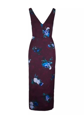 ERDEM V-neck floral midi dress - Purple