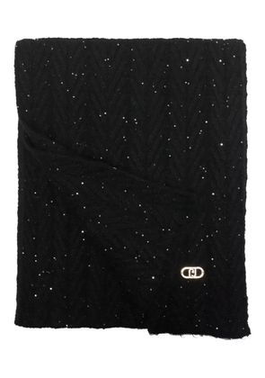 LIU JO sequin-embellished logo-plaque scarf - Black