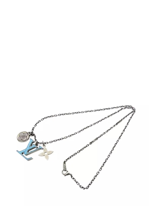 Louis Vuitton Pre-Owned 2010-2025 Silver Plated and Resin LV Initiales Pendant Necklace costume necklace - Blue