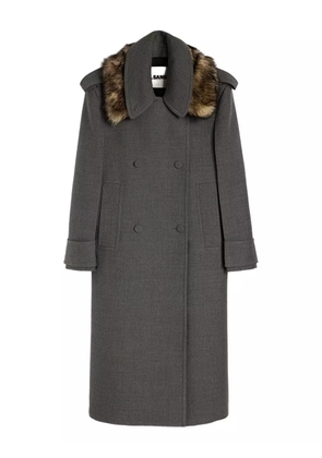 Jil Sander fur collar double-breasted coat - Grey