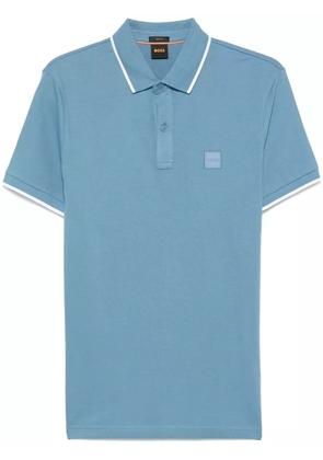 BOSS logo-patch polo shirt - Blue