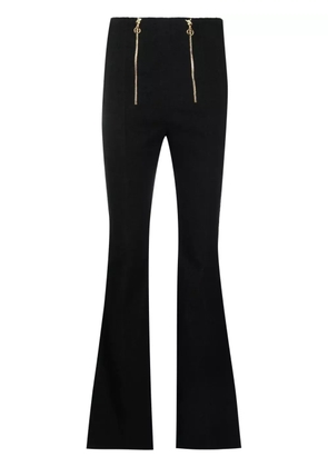 Patou zip-detail tweed flared trousers - Black