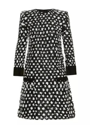 Oscar de la Renta sequinned floret embroidered dress - Black