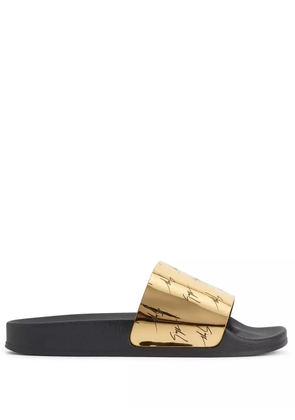 Giuseppe Zanotti Brett all-over logo slides - Yellow