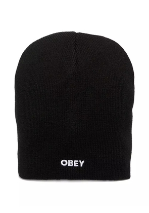 Obey Bold King logo-embroidered beanie hat - Black