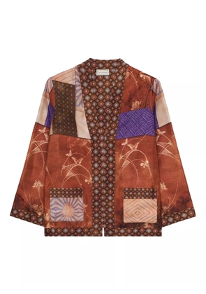 Pierre-Louis Mascia Aloe patchwork printed silk tunic - Brown