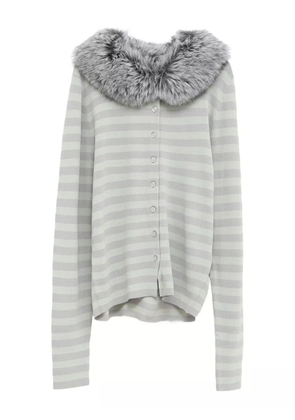 NIIHAI striped faux-fur collar cardigan - Grey