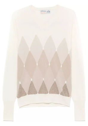 Ballantyne diamond-pattern V-neck sweater - Neutrals