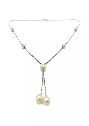 Jennifer Gibson Jewellery 1910s pearl Edwardian lavaliere necklace - Silver