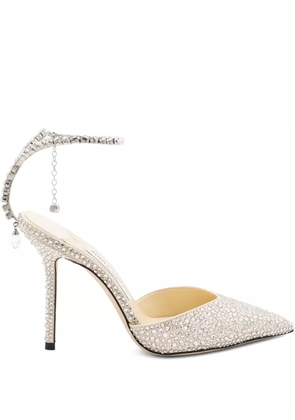 Jimmy Choo 100mm Saeda crystal-embellished pumps - Neutrals