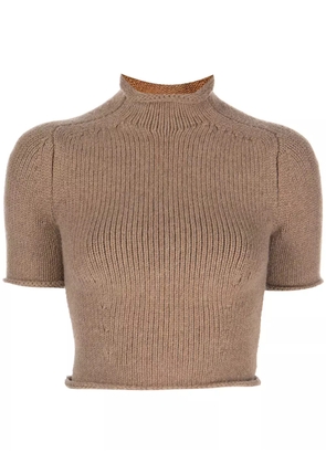 Alexander Wang COMPACT KNIT TEE WITH JERSEY ROLL TRIMS - Brown