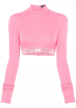 David Koma rhinestone-embellished crop top - Pink